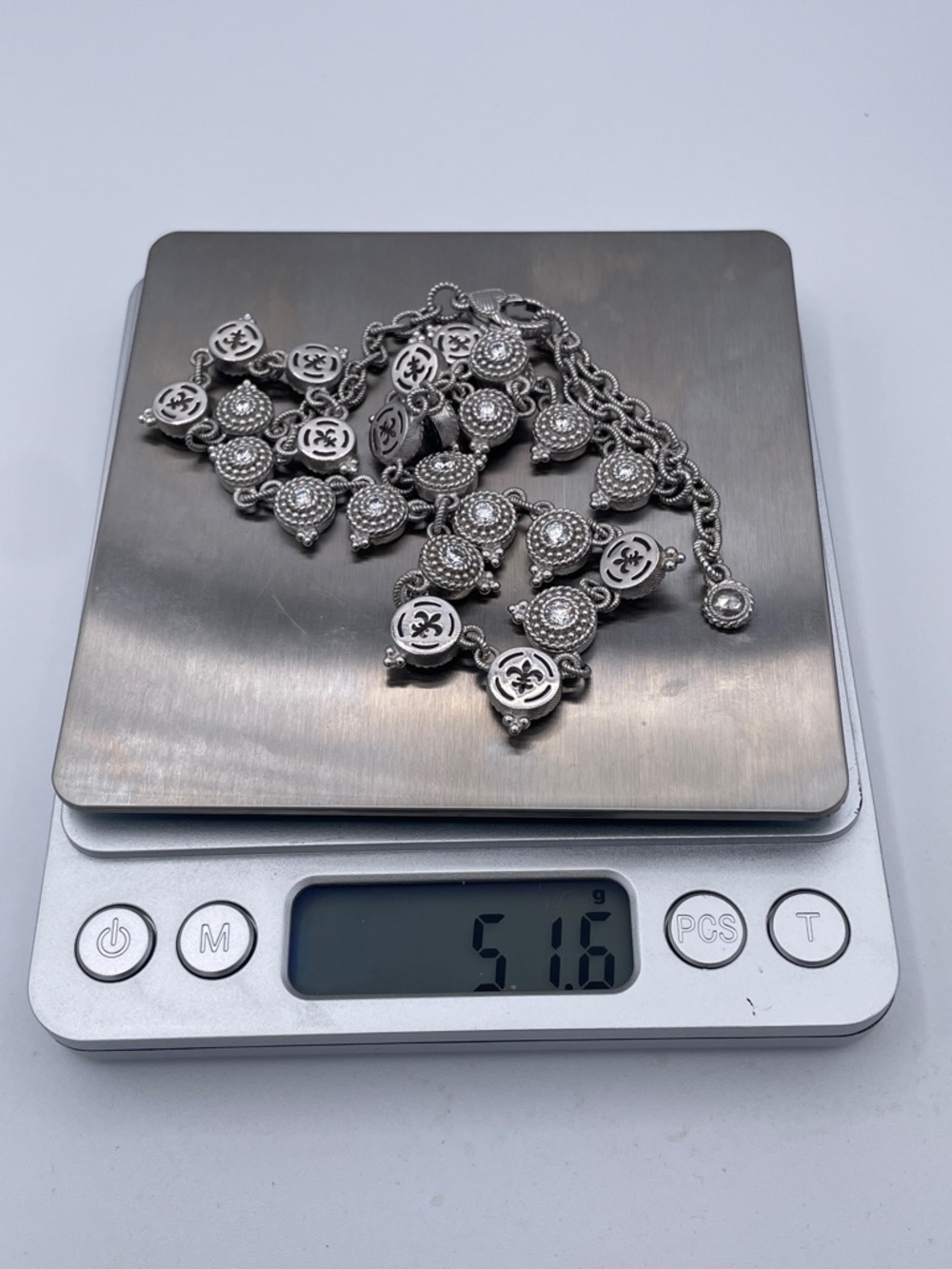 Judith Ripka Sterling Silver CZ Drop Link Necklace 925 Thailand Collectible - Picture 6 of 10
